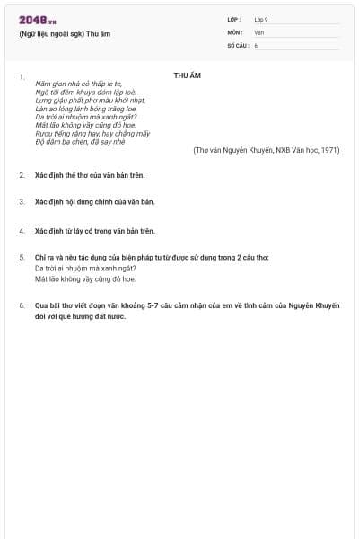 (Ngữ liệu ngoài sgk) Thu ấm