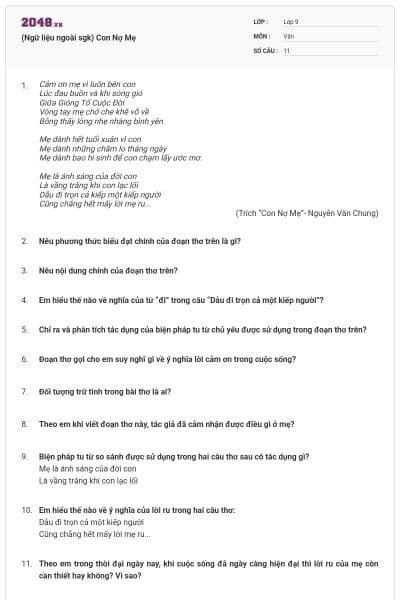 (Ngữ liệu ngoài sgk) Con Nợ Mẹ