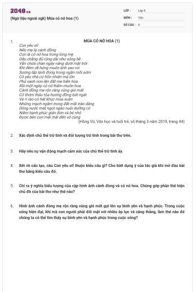 (Ngữ liệu ngoài sgk) Mùa cỏ nở hoa (1)