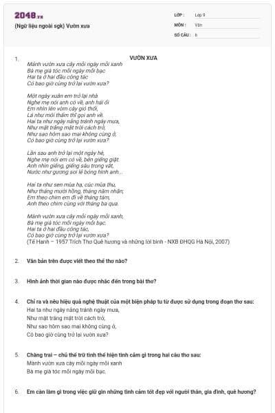 (Ngữ liệu ngoài sgk) Vườn xưa
