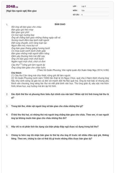 (Ngữ liệu ngoài sgk) Bàn giao