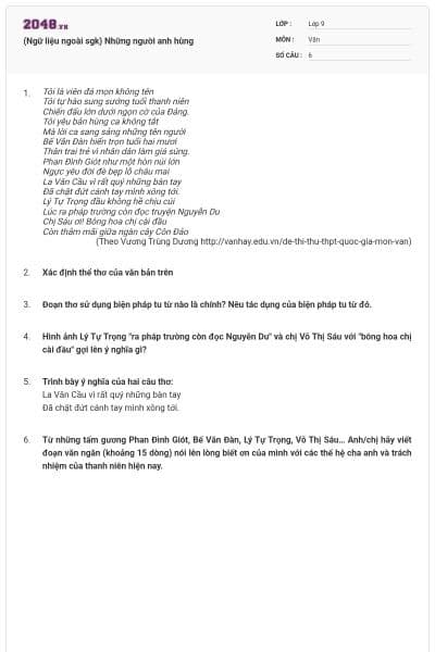 (Ngữ liệu ngoài sgk) Những người anh hùng