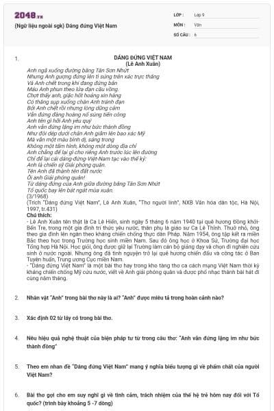 (Ngữ liệu ngoài sgk) Dáng đứng Việt Nam