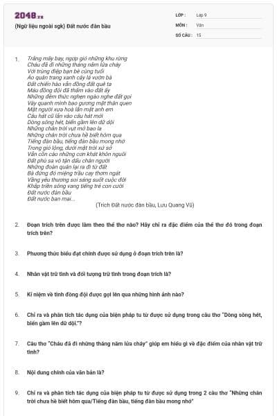 (Ngữ liệu ngoài sgk) Đất nước đàn bầu