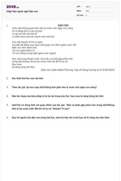 (Ngữ liệu ngoài sgk) Dặn con