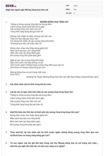 (Ngữ liệu ngoài sgk) Những bông hoa trên cát