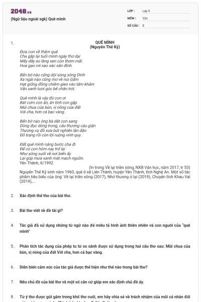 (Ngữ liệu ngoài sgk) Quê mình
