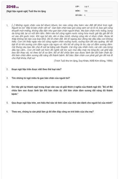 (Ngữ liệu ngoài sgk) Tuổi thơ im lặng