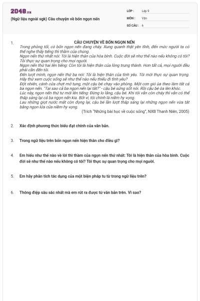 (Ngữ liệu ngoài sgk) Câu chuyện về bốn ngọn nến