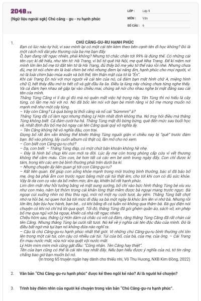 (Ngữ liệu ngoài sgk) Chú căng - gu - ru hạnh phúc