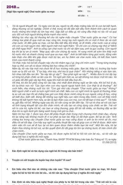 (Ngữ liệu ngoài sgk) Chai nước giữa sa mạc