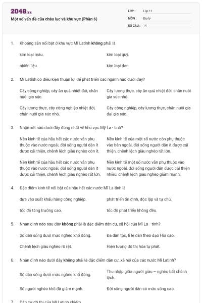 Một số vấn đề của châu lục và khu vực (Phần 6)