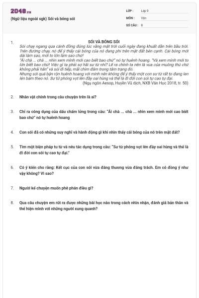 (Ngữ liệu ngoài sgk) Sói và bóng sói