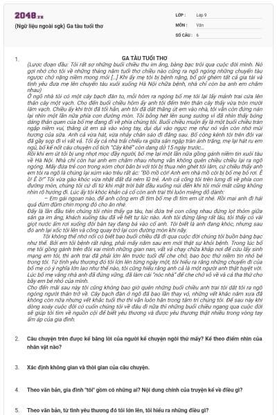 (Ngữ liệu ngoài sgk) Ga tàu tuổi thơ