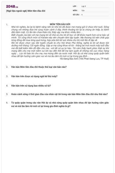 (Ngữ liệu ngoài sgk) Món tiền đầu đời