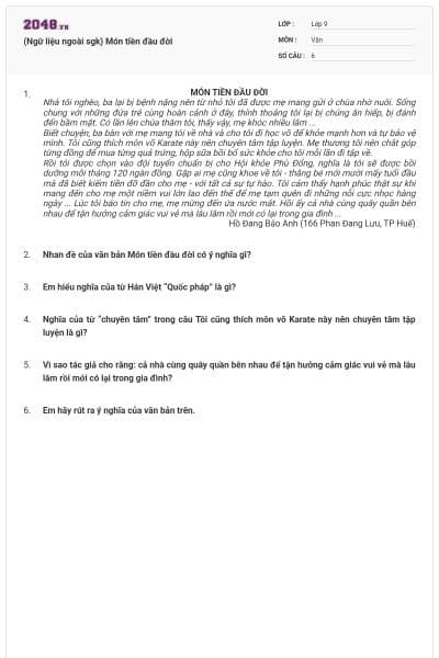 (Ngữ liệu ngoài sgk) Món tiền đầu đời