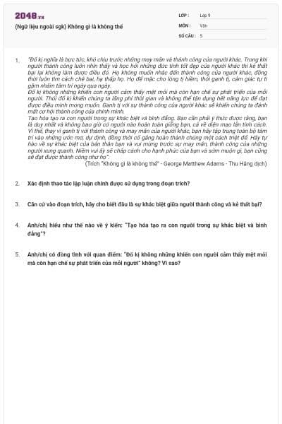 (Ngữ liệu ngoài sgk) Không gì là không thể