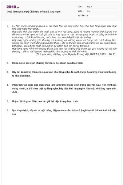 (Ngữ liệu ngoài sgk) Chúng ta sống để lắng nghe