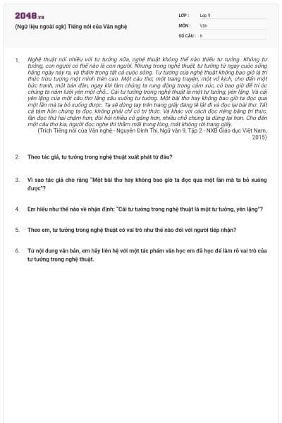 (Ngữ liệu ngoài sgk) Tiếng nói của Văn nghệ