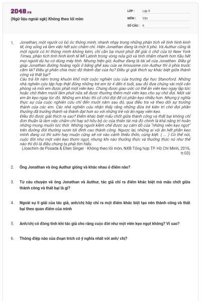 (Ngữ liệu ngoài sgk) Không theo lối mòn