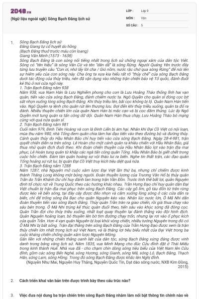 (Ngữ liệu ngoài sgk) Sông Bạch Đằng lịch sử