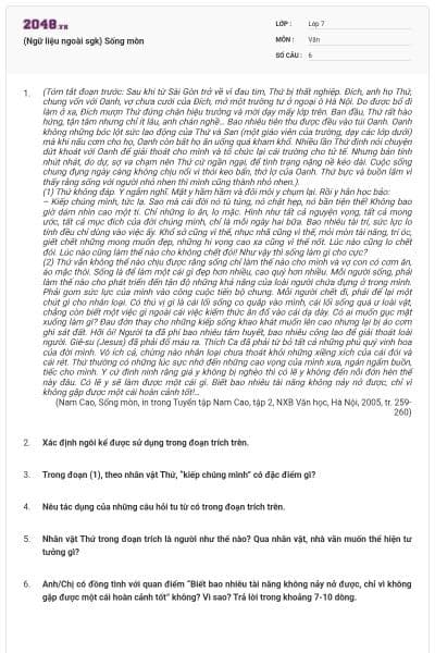 (Ngữ liệu ngoài sgk) Sống mòn