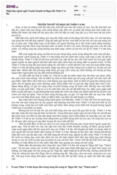 (Ngữ liệu ngoài sgk) Truyền thuyết về Ngọc Bà Thiên Y A Na