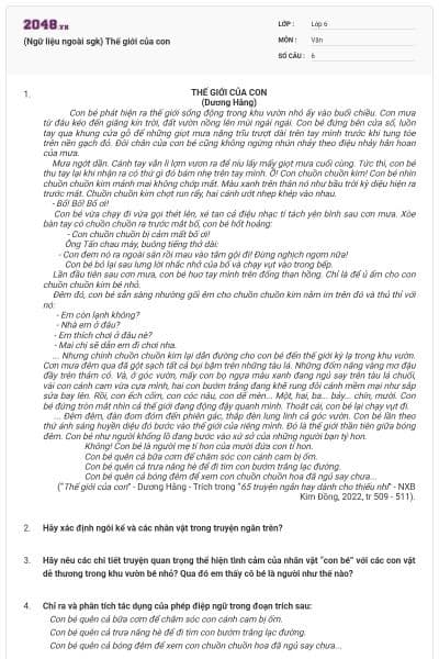 (Ngữ liệu ngoài sgk) Thế giới của con