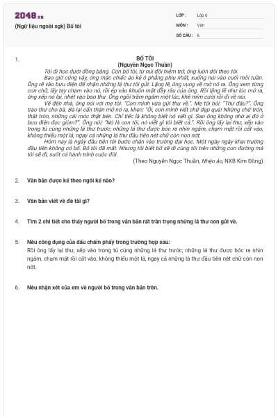 (Ngữ liệu ngoài sgk) Bố tôi