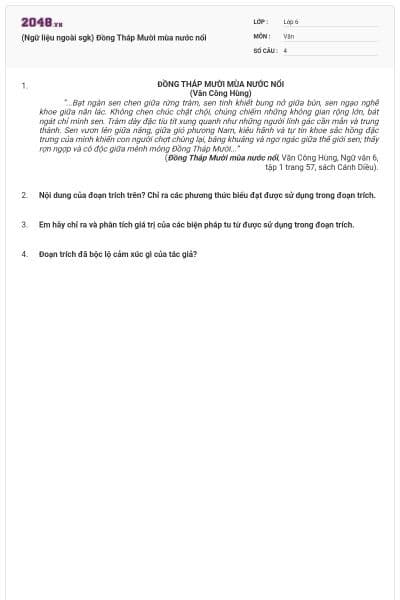 (Ngữ liệu ngoài sgk) Đồng Tháp Mười mùa nước nổi