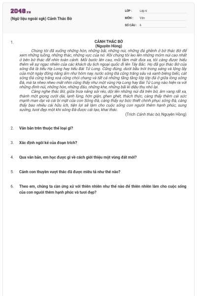 (Ngữ liệu ngoài sgk) Cảnh Thác Bờ