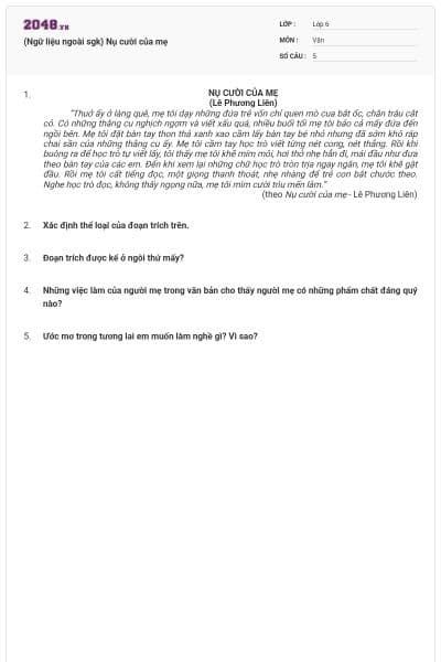 (Ngữ liệu ngoài sgk) Nụ cười của mẹ