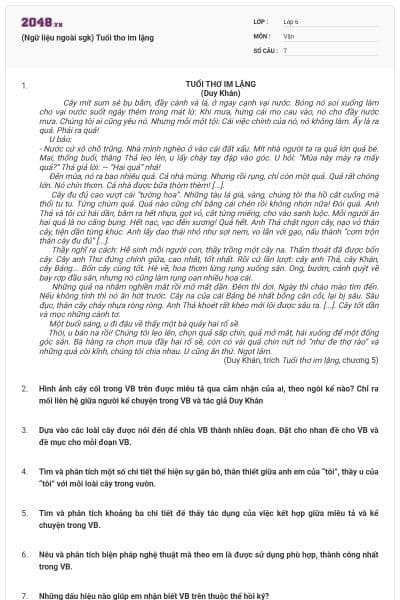 (Ngữ liệu ngoài sgk) Tuổi thơ im lặng