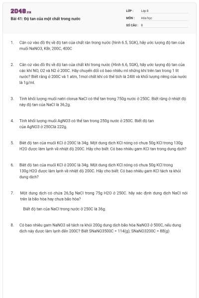 Bài 41: Độ tan của một chất trong nước