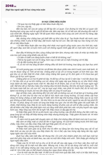 (Ngữ liệu ngoài sgk) Đi học cùng mùa xuân