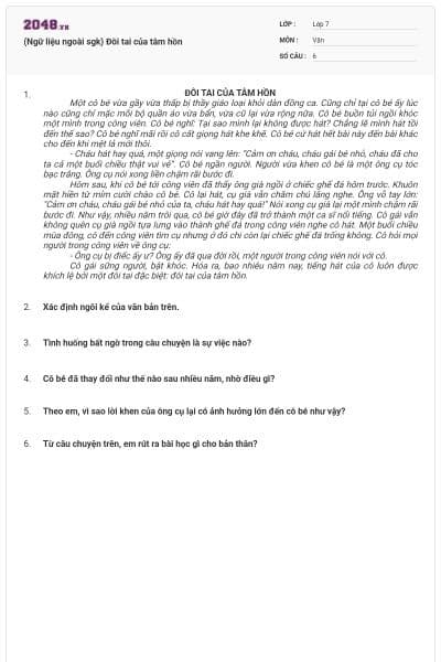 (Ngữ liệu ngoài sgk) Đôi tai của tâm hồn