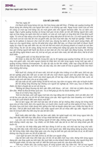 (Ngữ liệu ngoài sgk) Cậu bé làm xiếc