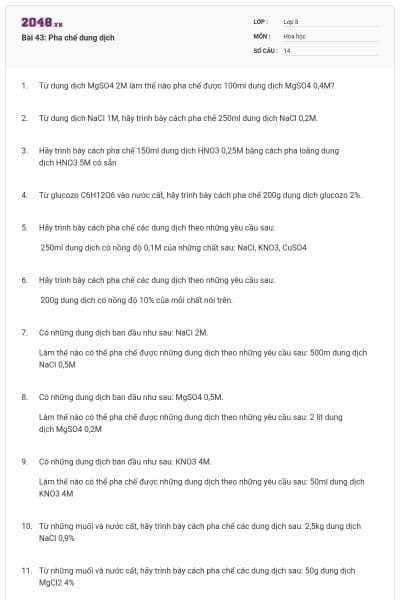 Bài 43: Pha chế dung dịch