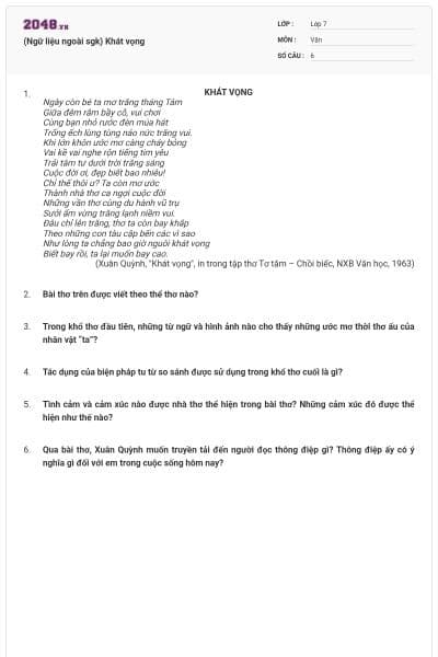 (Ngữ liệu ngoài sgk) Khát vọng