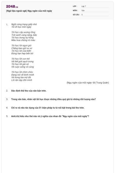 (Ngữ liệu ngoài sgk) Ngụ ngôn của mỗi ngày