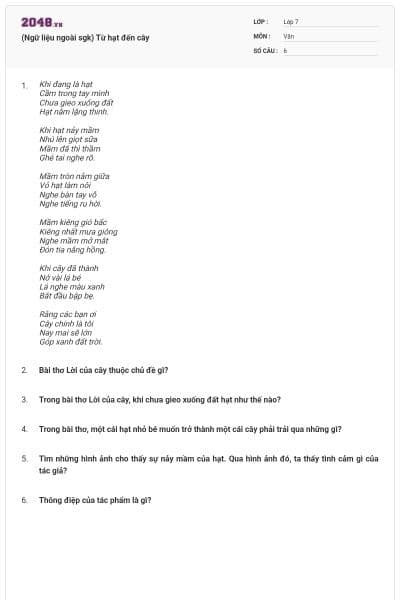 (Ngữ liệu ngoài sgk) Từ hạt đến cây