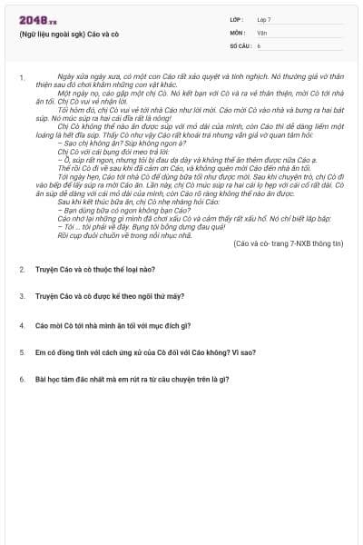 (Ngữ liệu ngoài sgk) Cáo và cò