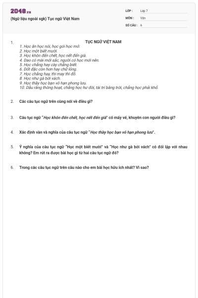 (Ngữ liệu ngoài sgk) Tục ngữ Việt Nam