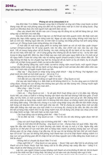 (Ngữ liệu ngoài sgk) Phòng sô-cô-la (chocolate) ti vi (2)