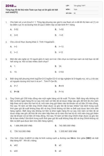 Tổng hợp đề thi thử môn Toán cực hay có lời giải chi tiết mới nhất(P2)