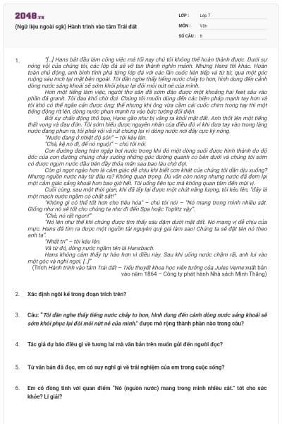 (Ngữ liệu ngoài sgk) Hành trình vào tâm Trái đất