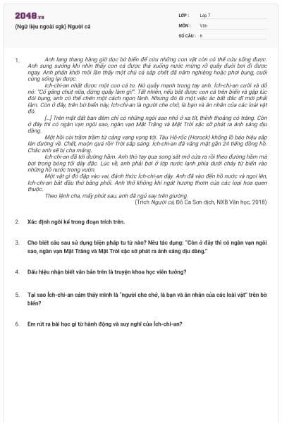 (Ngữ liệu ngoài sgk) Người cá