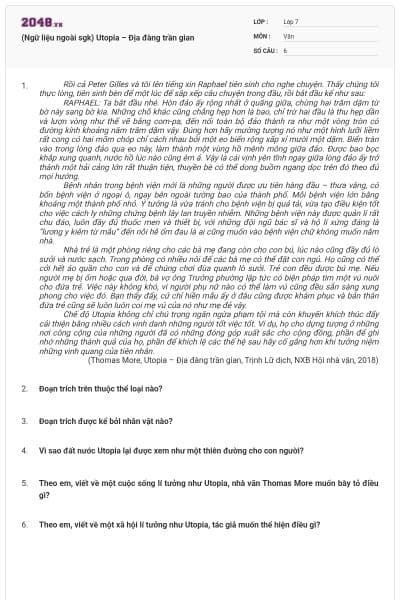 (Ngữ liệu ngoài sgk) Utopia – Địa đàng trần gian