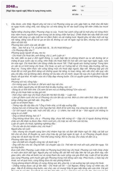 (Ngữ liệu ngoài sgk) Mùa lá rụng trong vườn.