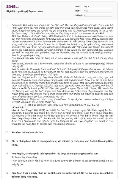 (Ngữ liệu ngoài sgk)  Búp sen xanh